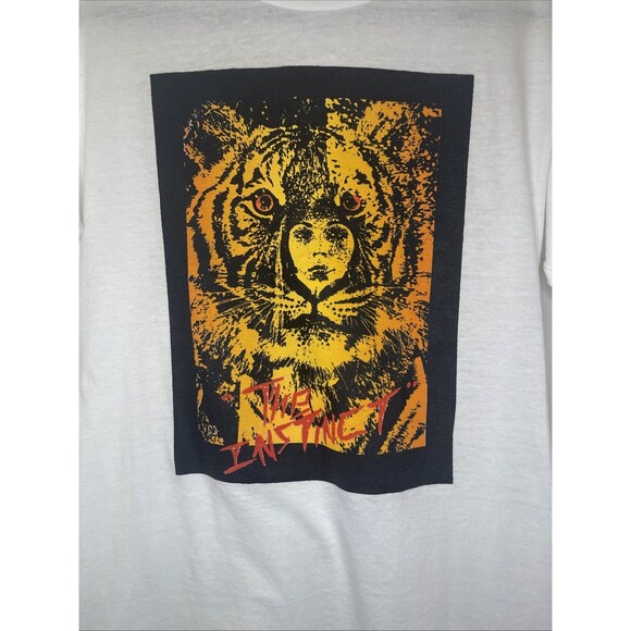 Vintage "The Instinct" T-Shirt White Size Medium Single Stitch 90s - Picture 2 of 6